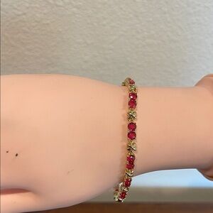 Elegant 14k Gold Plated with Pink  CZ Bracelet